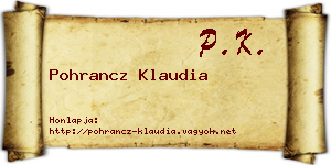 Pohrancz Klaudia névjegykártya